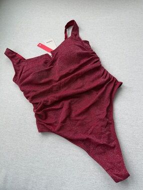 Popilush Red Shimmer Bodysuit L New With Tags